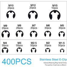 400-teiliges Sicherungsring E-Clip Set 1,5mm-15mm 13 Größen
