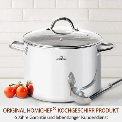 Großer Edelstahl-Suppentopf 11 Liter mit Deckel