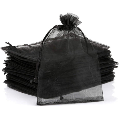 120x Organzasäckchen Schwarz - Schmuckbeutel 10x15cm