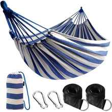Hängematte Blau/Weiß mit Baumgurten & Tasche, 300kg belastbar