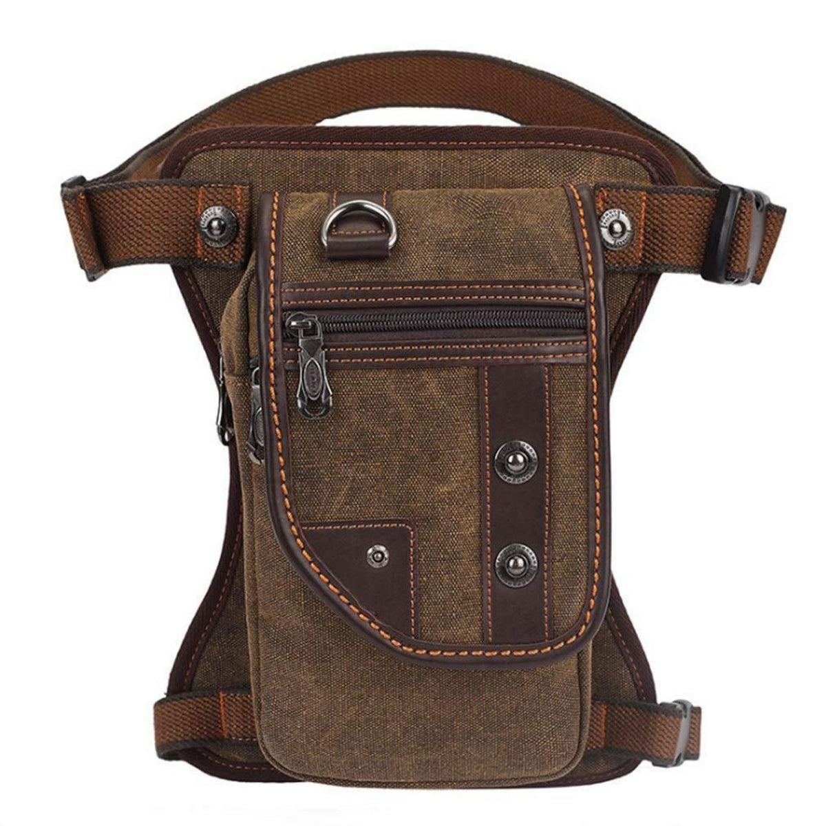Motorrad Beintasche Canvas Reitertasche Braun – Vielseitige Hüfttasche
