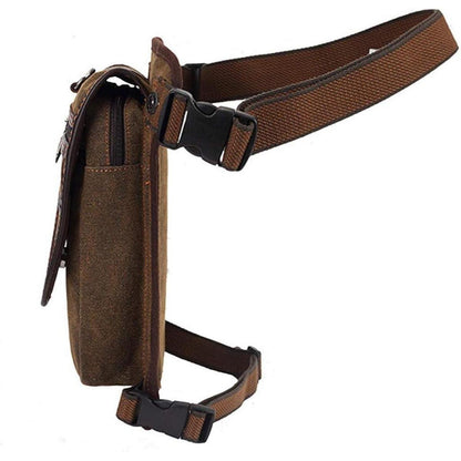 Motorrad Beintasche Canvas Reitertasche Braun – Vielseitige Hüfttasche