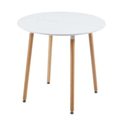 Moderner runder Küchentisch weiß – 80x75cm, Massivholzbeine