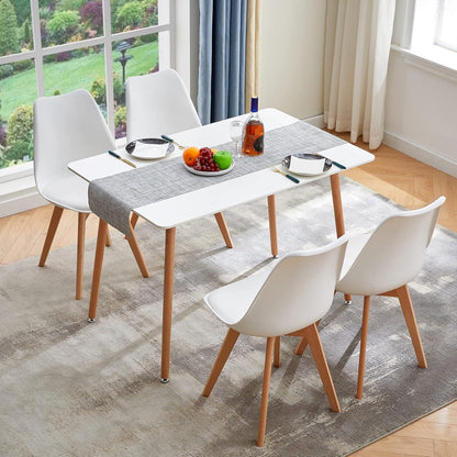 Weißer Küchentisch 110x70cm – Skandinavischer Esszimmertisch mit Buchenbeinen