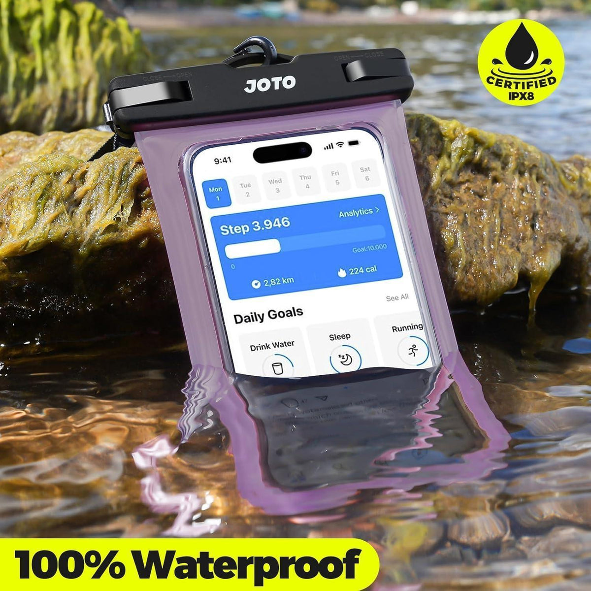 Wasserdichte Handyhülle bis 7 Zoll, IPX8, Lila