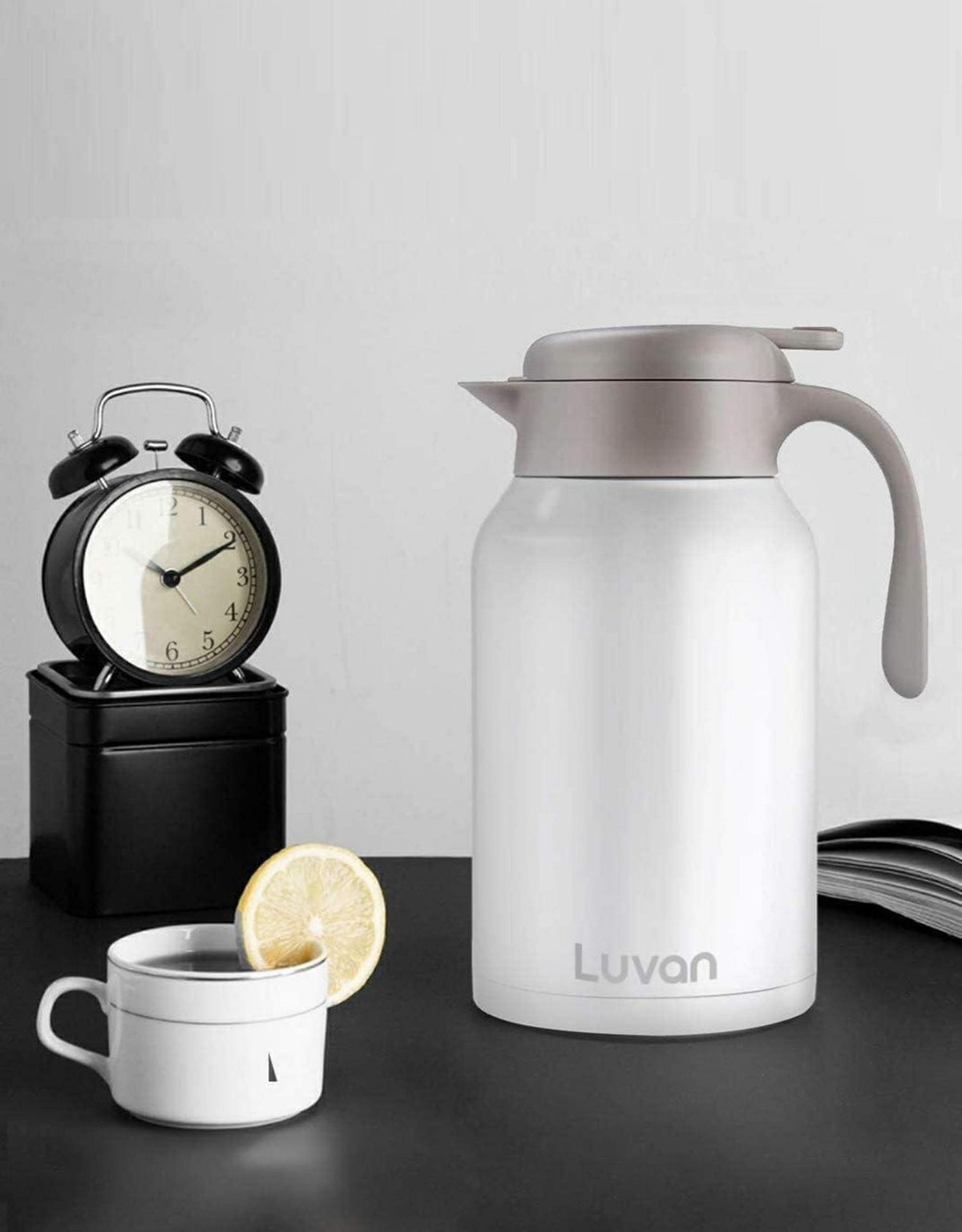 Thermoskanne 2L Edelstahl Doppelwand Vakuum Kaffee Tee Plunger