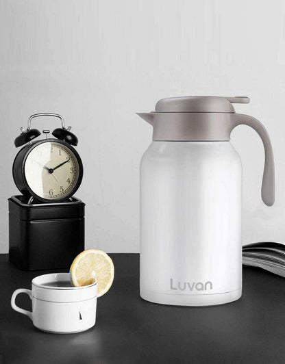 Thermoskanne 2L Edelstahl Doppelwand Vakuum Kaffee Tee Plunger