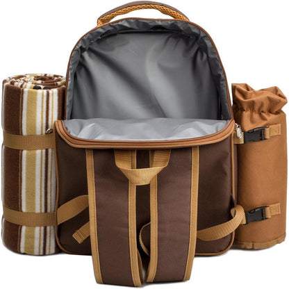 Picknickrucksack 2 Personen mit Set & Decke – Braun