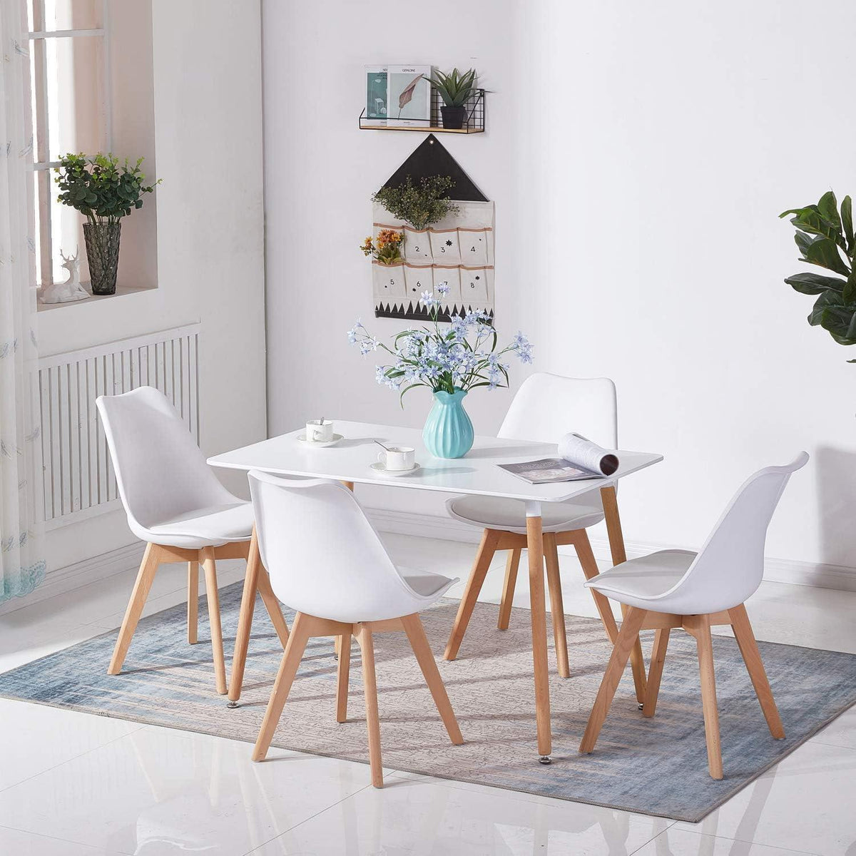 Rechteckiger Esstisch Buchenholz weiß 110x70cm – Küchentisch für 4 Personen