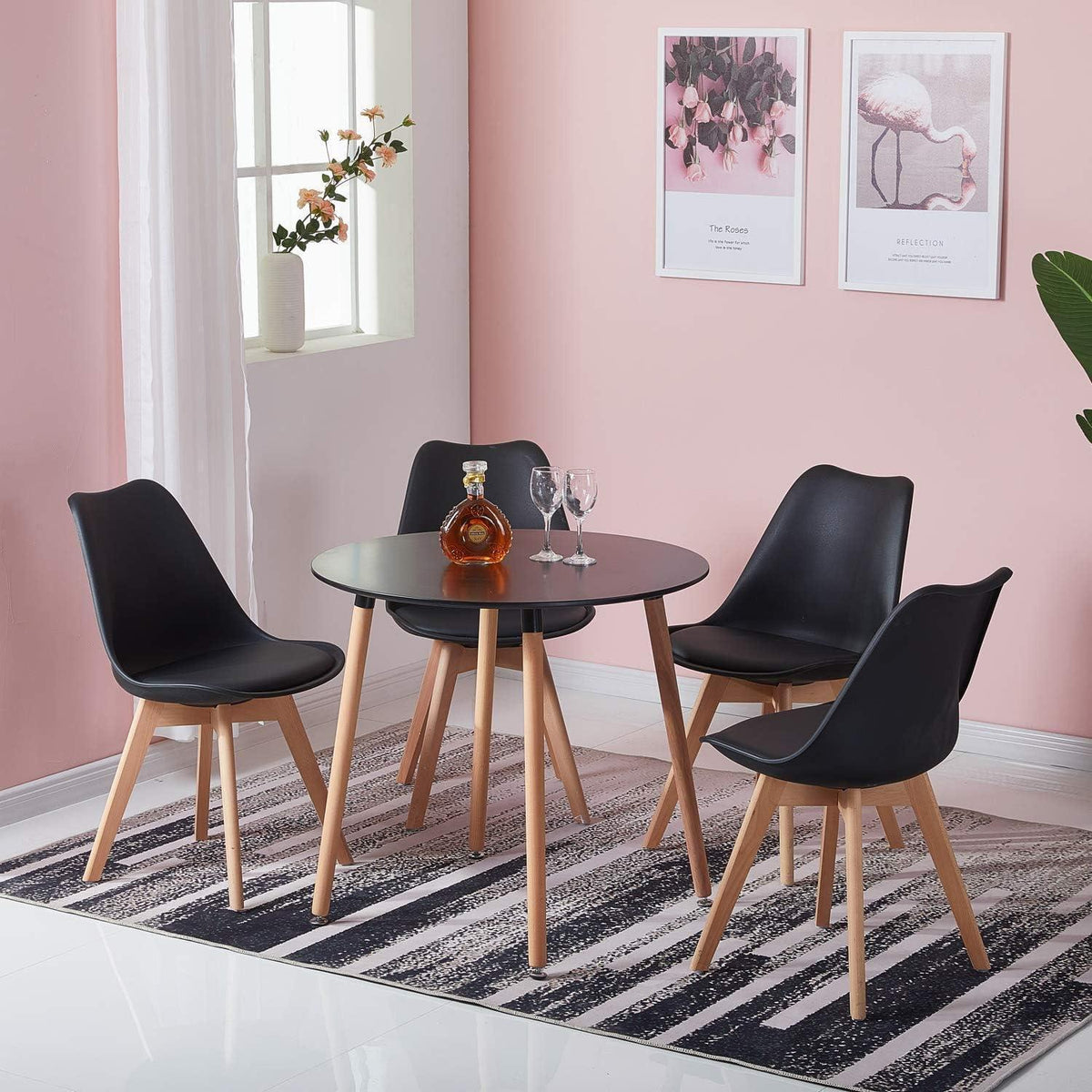 Runder Esstisch Schwarz Skandinavisch – MDF Küchentisch 80x80cm