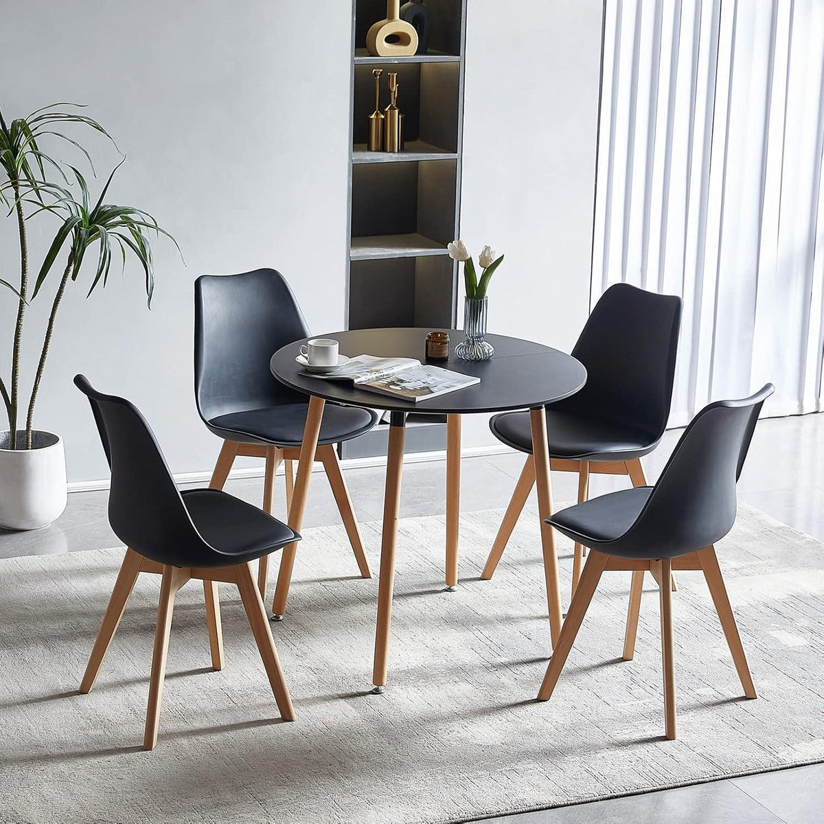 Runder Esstisch Schwarz Skandinavisch – MDF Küchentisch 80x80cm