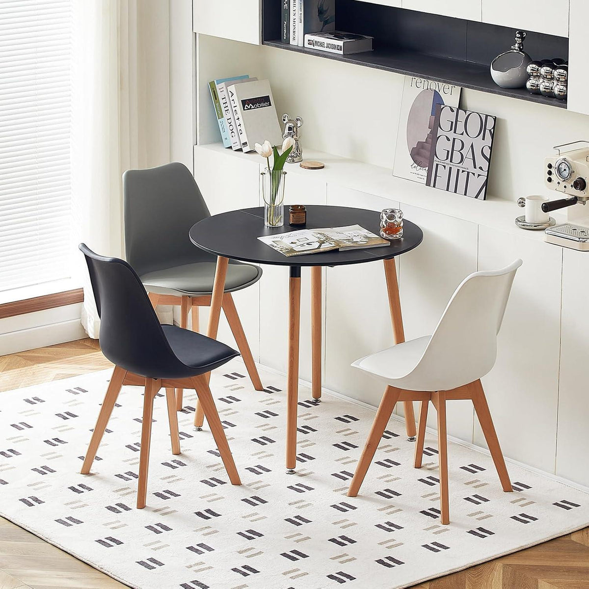 Runder Esstisch Schwarz Skandinavisch – MDF Küchentisch 80x80cm