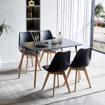 Rechteckiger Esstisch Schwarz 110x70cm – Retro Küchentisch für 4 Personen