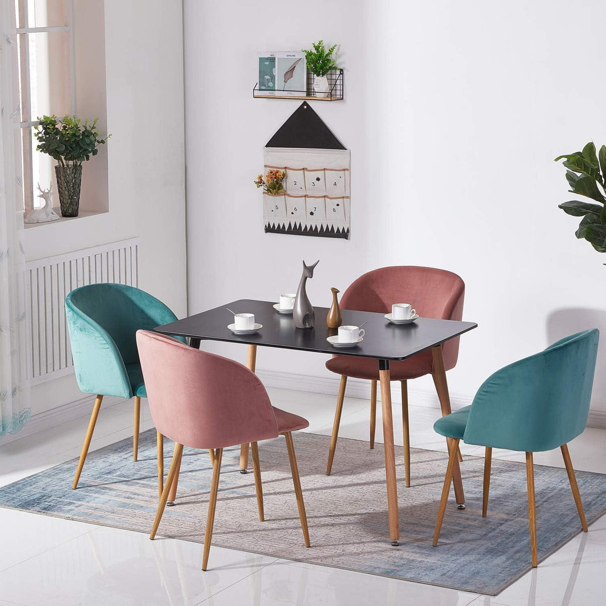 Rechteckiger Esstisch Schwarz 110x70cm – Retro Küchentisch für 4 Personen