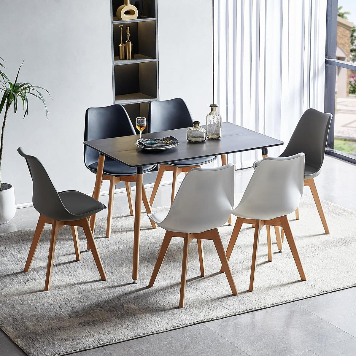 Rechteckiger Esstisch Schwarz 110x70cm – Retro Küchentisch für 4 Personen
