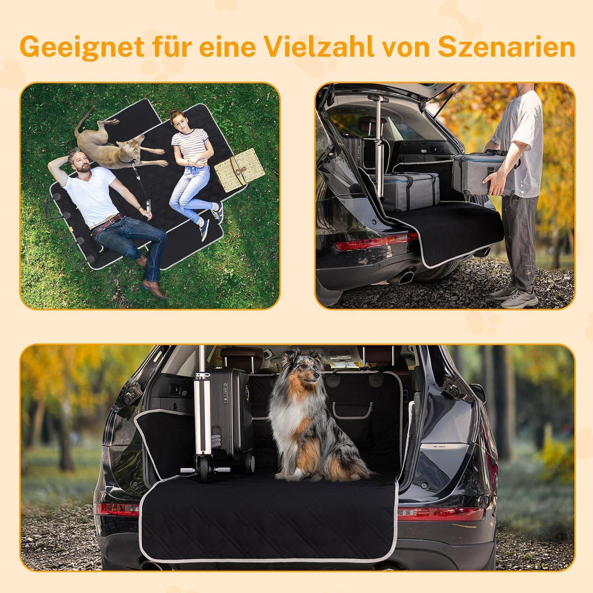Auto Kofferraumschutz Hund 185x103cm Schwarz Wasserdicht & Reißfest