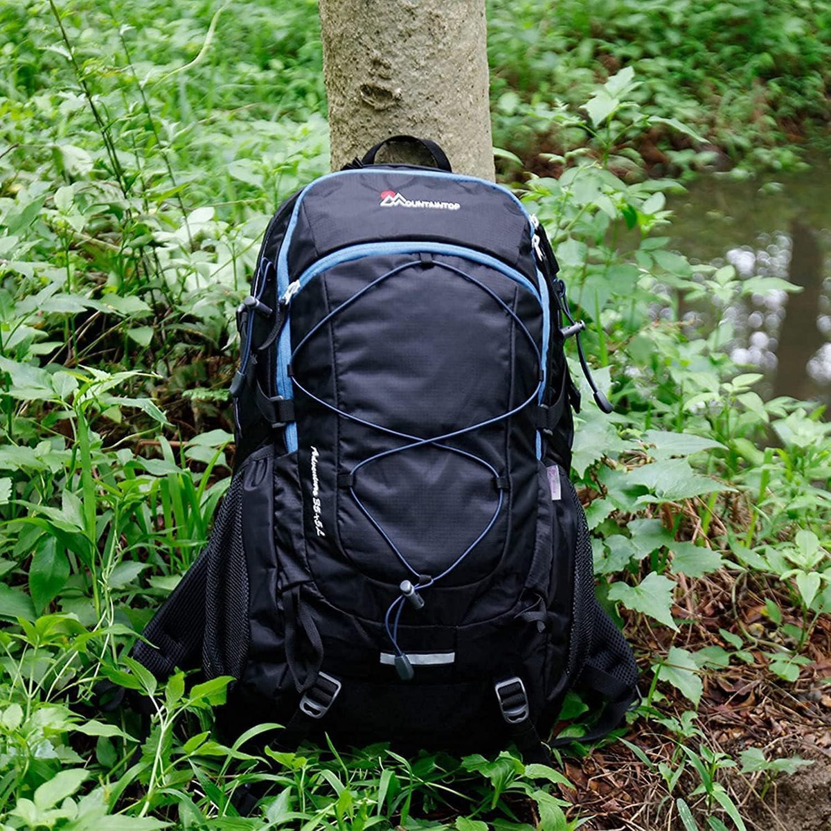 Wanderrucksack 40L Herren Damen Trekking Camping Reisen - Schwarz Blau