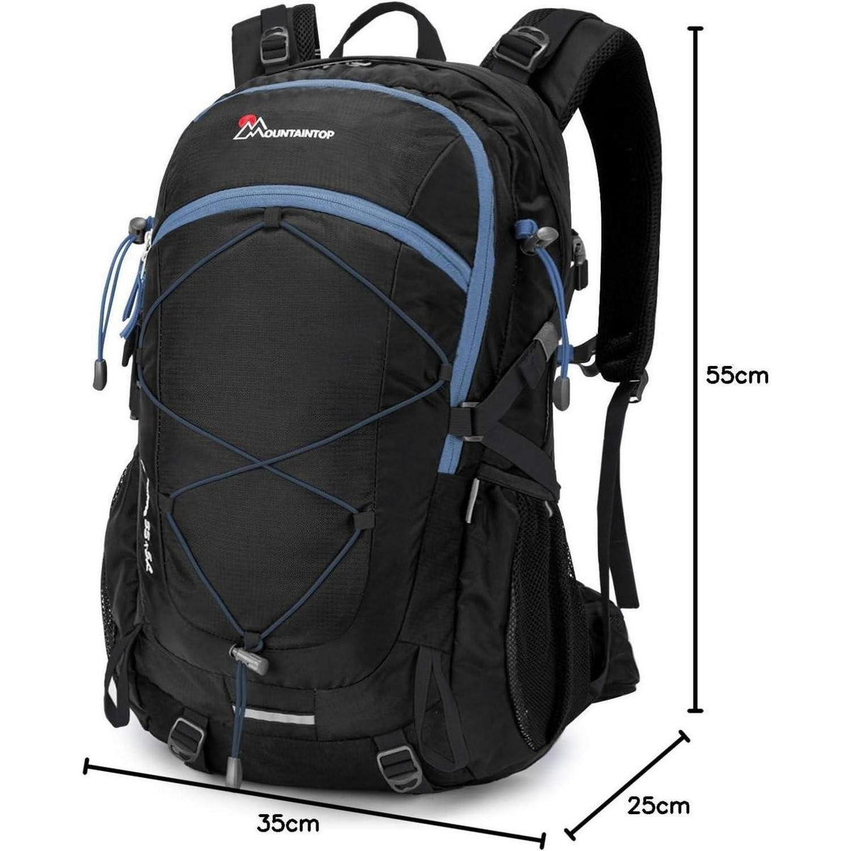 Wanderrucksack 40L Herren Damen Trekking Camping Reisen - Schwarz Blau