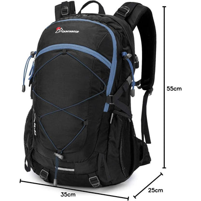 Wanderrucksack 40L Herren Damen Trekking Camping Reisen - Schwarz Blau