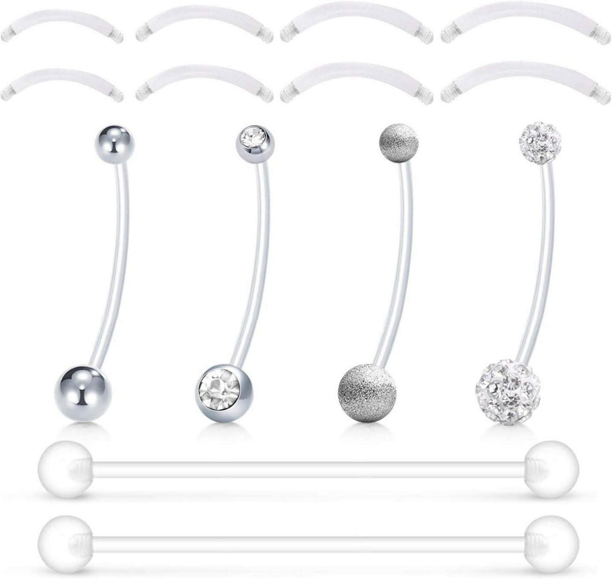 Flexibles Schwangerschaftspiercing Bauchnabelpiercing Bioflex 4er Set