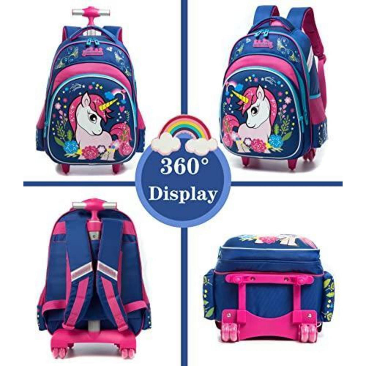 Rollrucksack für Mädchen 6-8 Jahre – Mintfarbenes Koffer-Set