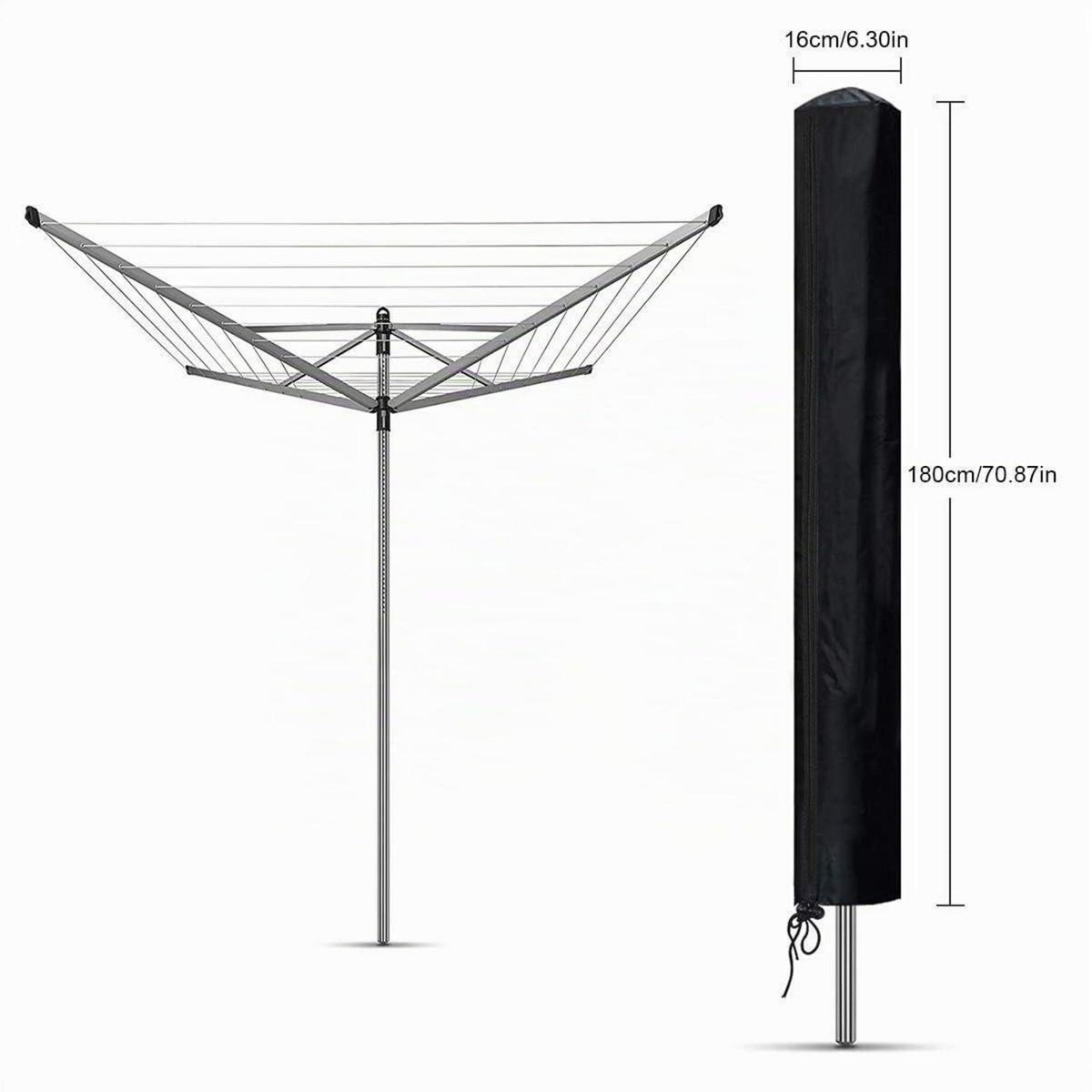 Schutzhülle für Wäschespinne, wasserdicht, Oxford-Gewebe, 180cm, Schwarz