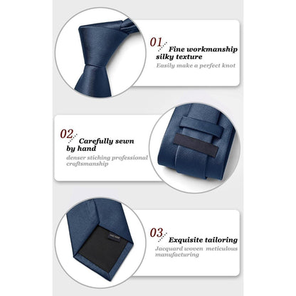 Krawatten-Set Herren mit Einstecktuch, Navy Blau