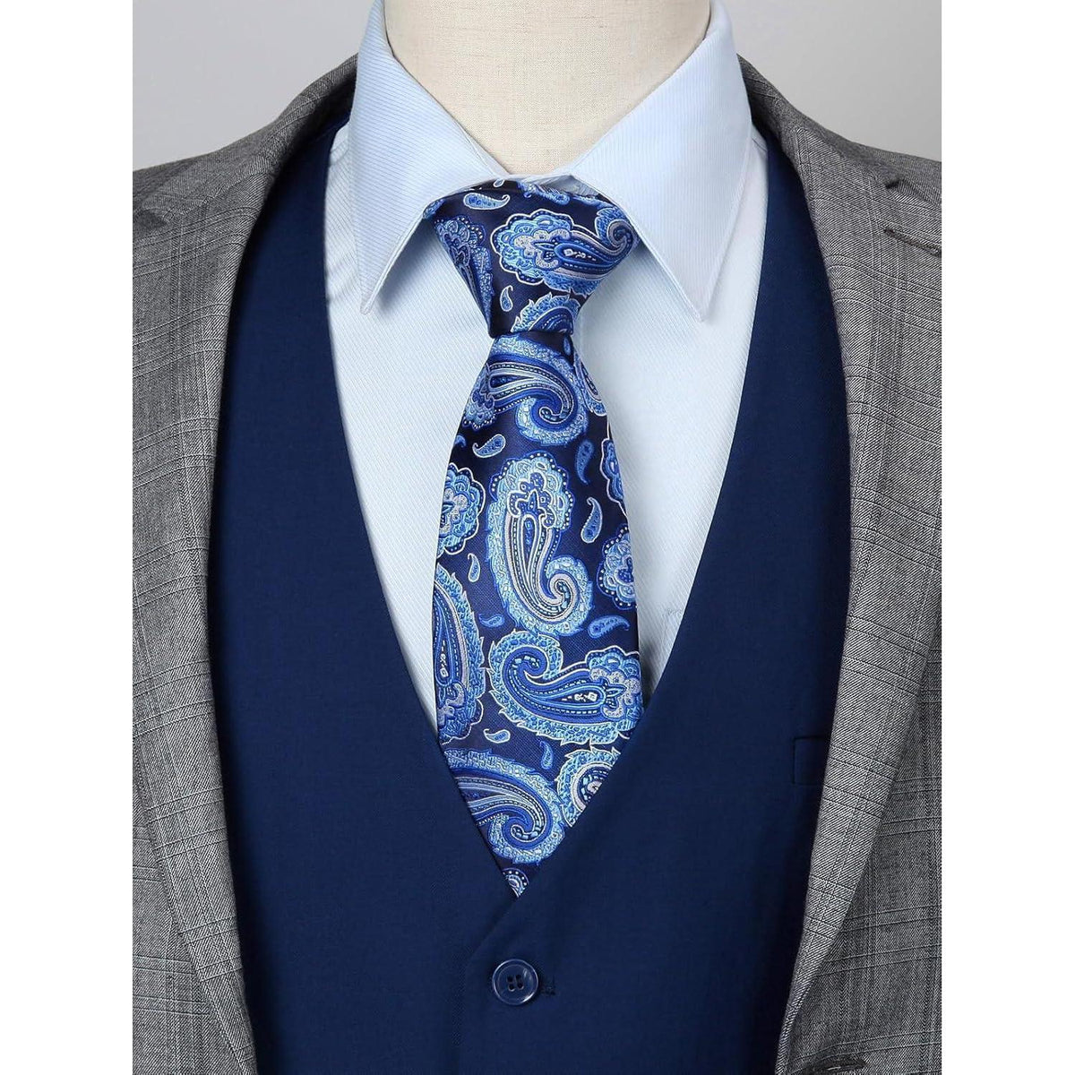 Herren Anzugweste V-Ausschnitt mit Taschen Marineblau