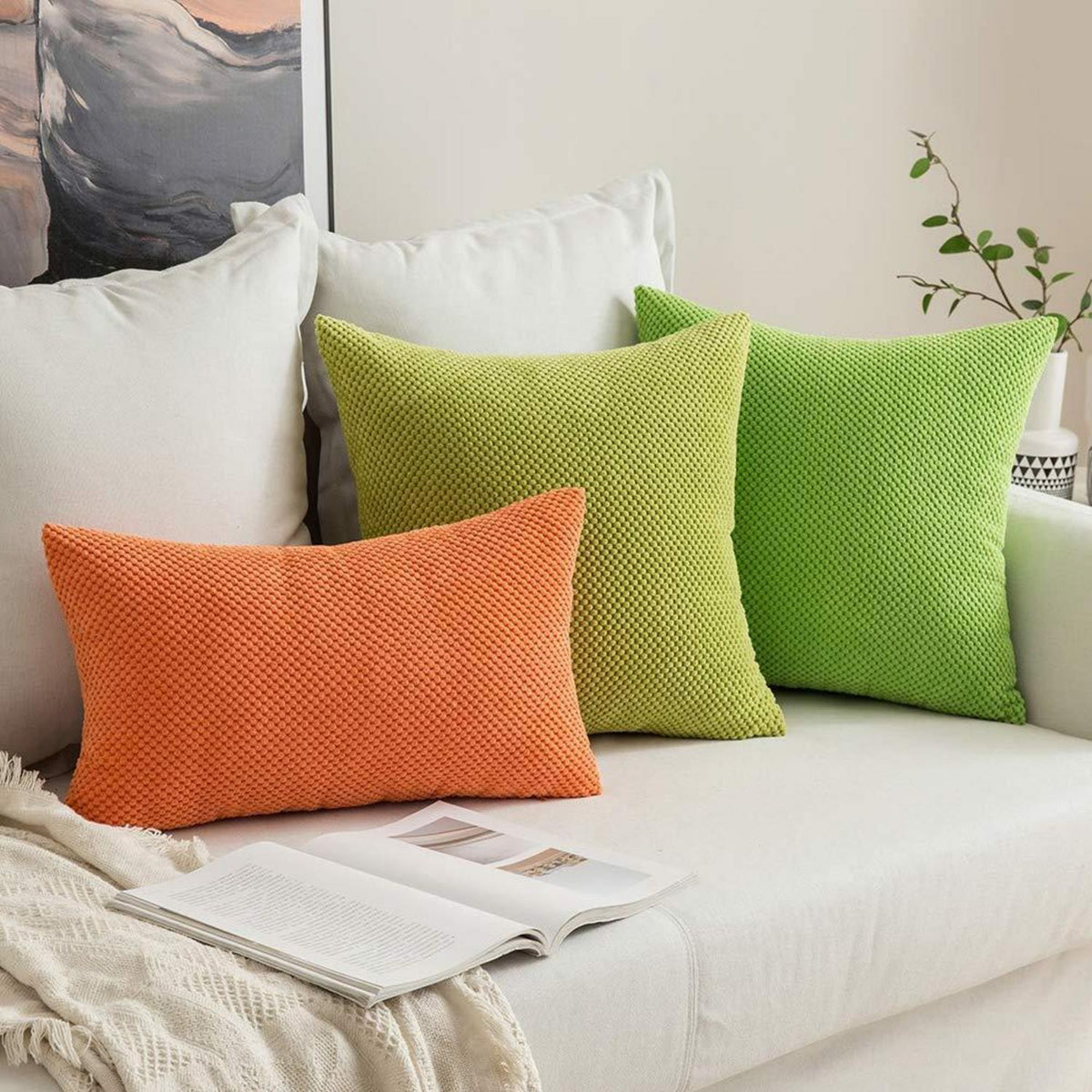 Apfelgrün Kissenbezug 40x40 cm - 2er Set, Sofakissen Deko