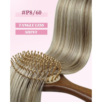 Echthaar Micro Ring Extensions Hellbraun mit Blond Highlights 60cm