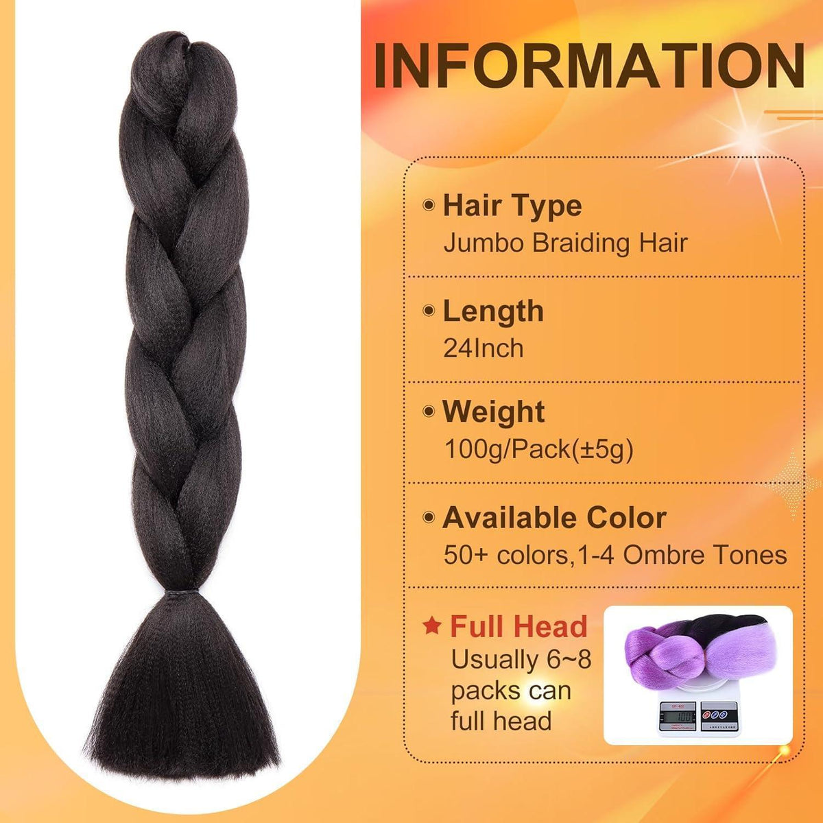 Ombre Flecht Haare 60cm - 2-4 Farben für Zöpfe & Box Braids