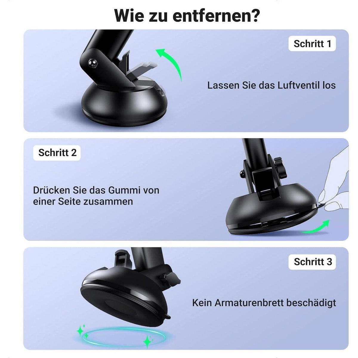 Handyhalterung Kfz Saugnapf 360° Drehbar für iPhone & Galaxy