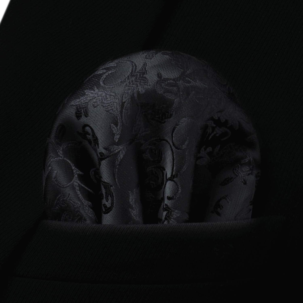 Herren Krawatten Set Paisley mit Einstecktuch – Schwarz