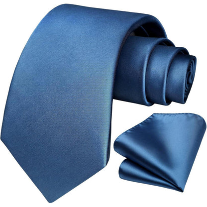 Herren Krawatte Extra lange Blau Elegant Hochzeit Set