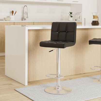 Barhocker-Set (2x) höhenverstellbar, Schwarz in Lederoptik