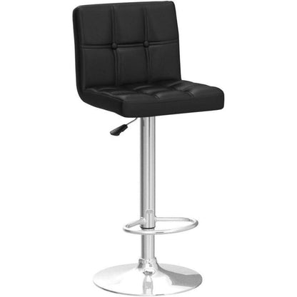 Barhocker-Set (2x) höhenverstellbar, Schwarz in Lederoptik