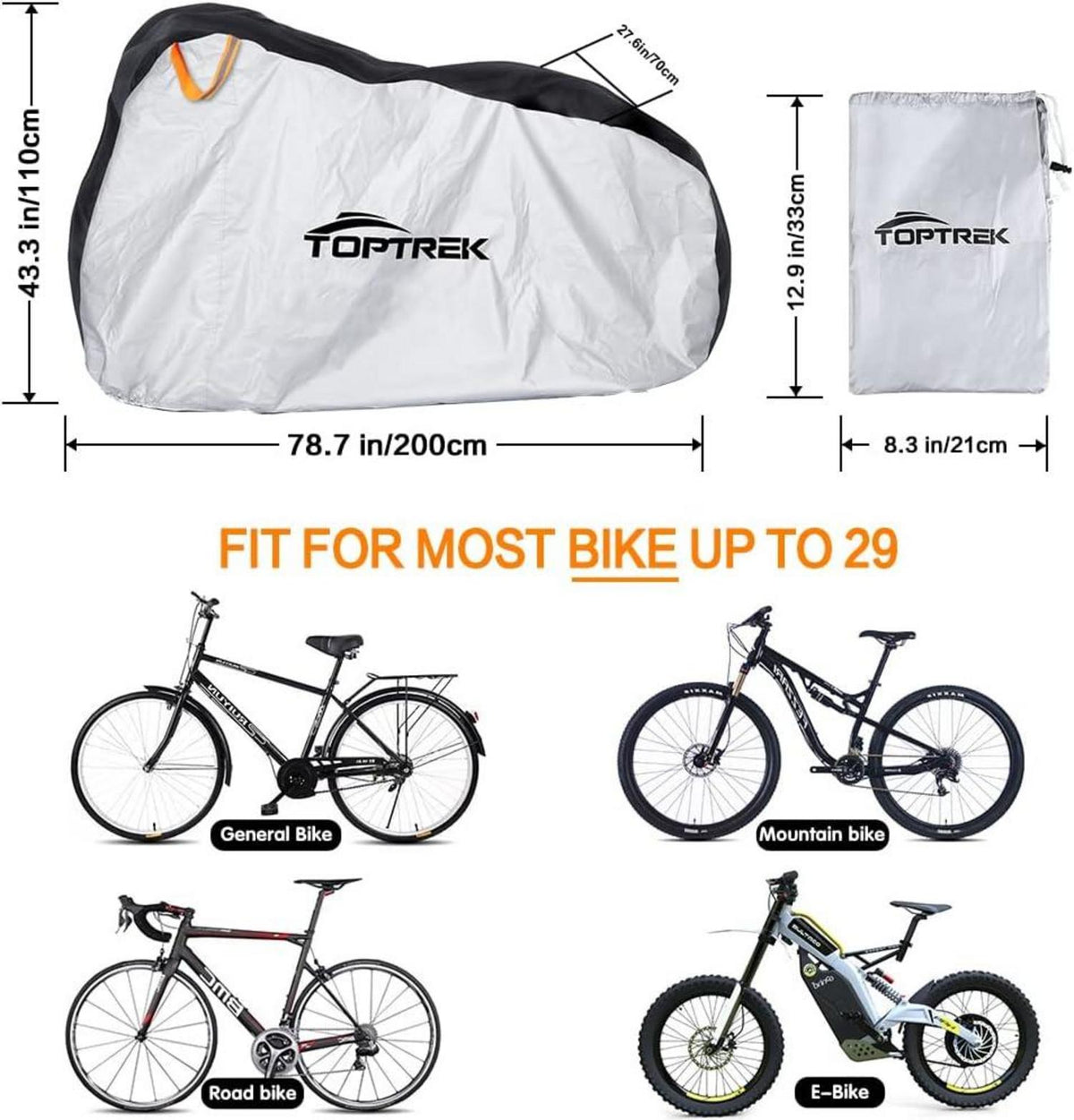 Toptrek Fahrradabdeckung 210T Oxford Wasserdicht 200x110x70
