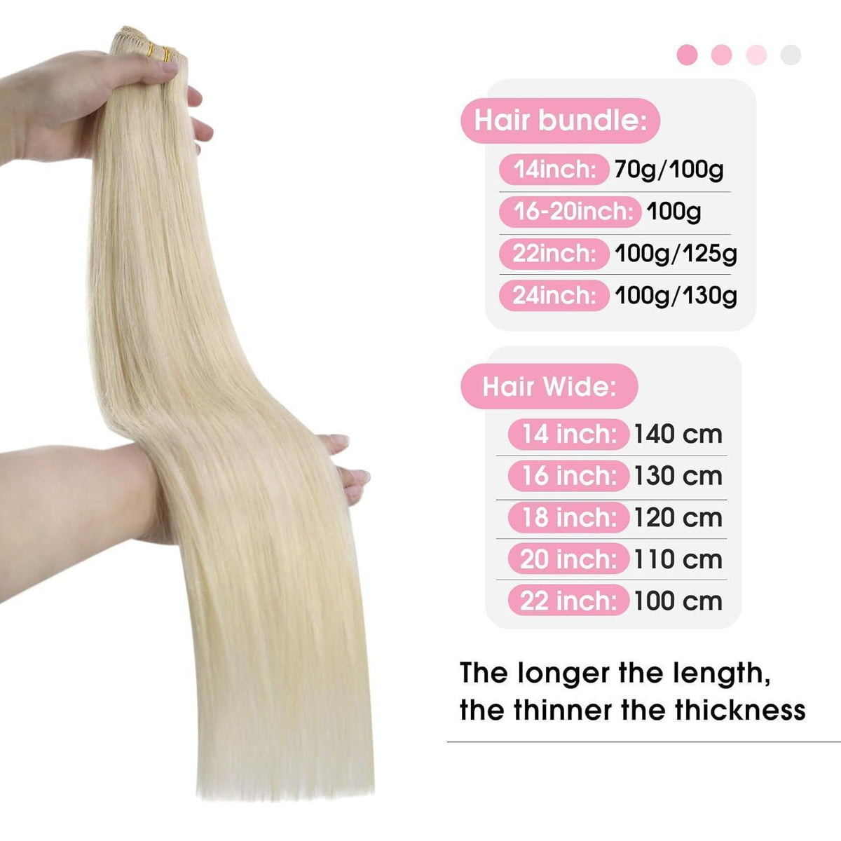 Echthaar Tressen Blond 35cm - Remy Weft Extensions