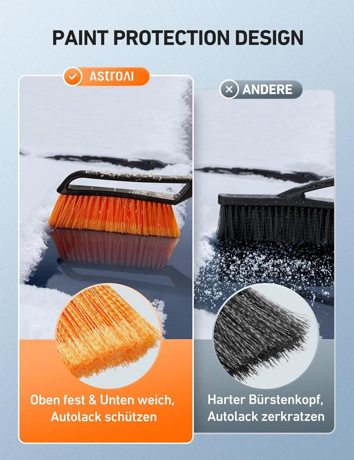 Eiskratzer mit Besen Schneebesen abnehmbarer 68CM lang groß Kante