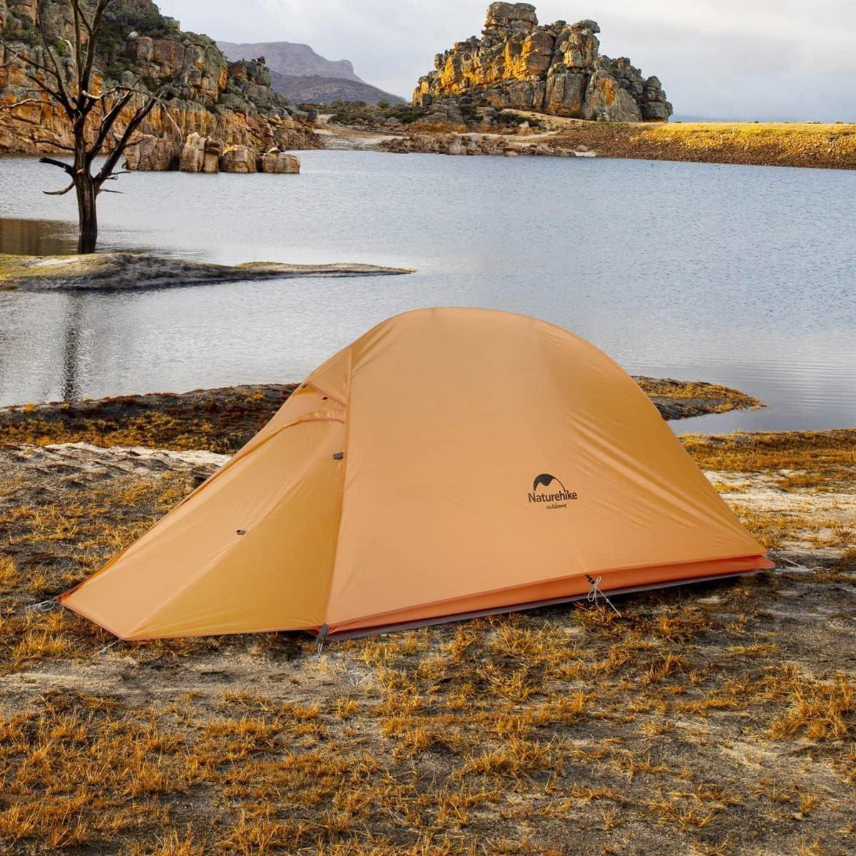 Leichtes 1-Personen Kuppelzelt Orange 210T Wasserdicht