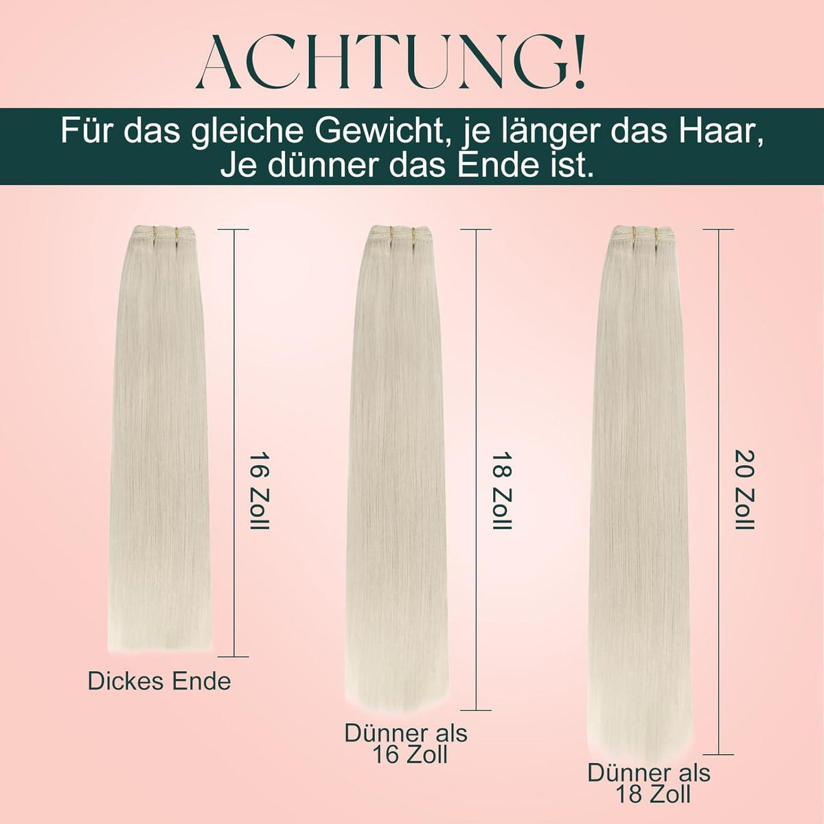 Echthaar Tressen Eisblond 45cm zum Einnähen