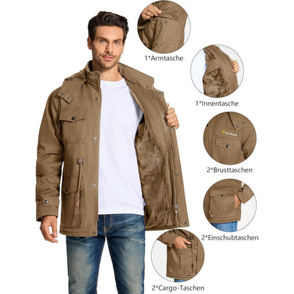 Herren Winterparka Fleecegefüttert mit Taschen & Kapuze