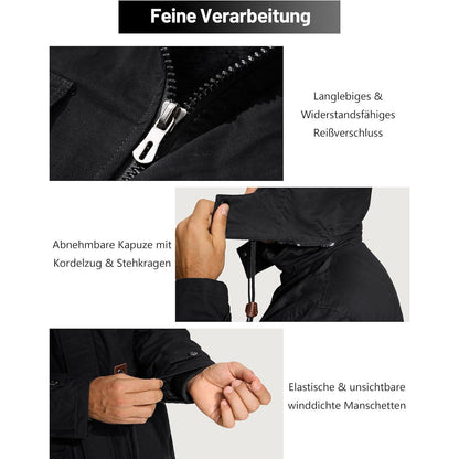 Herren Winterparka Fleecegefüttert mit Taschen & Kapuze