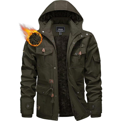 Herren Winterparka Fleecegefüttert mit Taschen & Kapuze