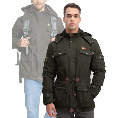 Herren Winterparka Fleecegefüttert mit Taschen & Kapuze