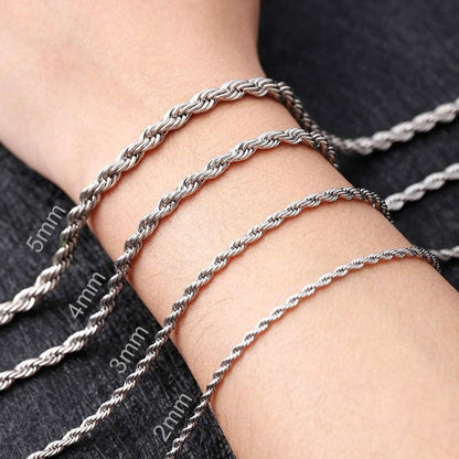Herren Damen Halskette Edelstahl Verdrehte Kette 2-5mm Silber 45-80cm