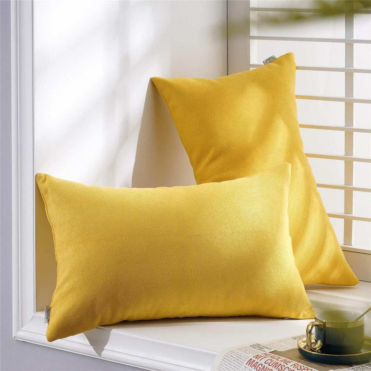 Flauschiges Chenille Kissenbezug Set - Gelb 40x60 cm