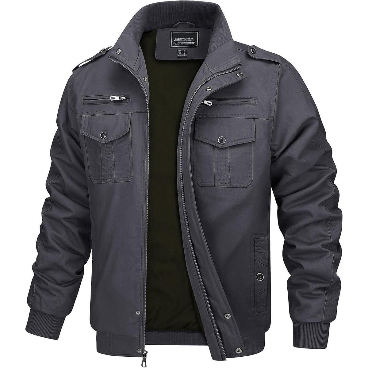 Herren Übergangsjacke Cargo Militärjacke Winddicht Grau
