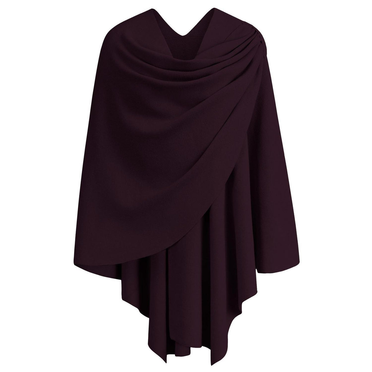 Damen Poncho Strick Cape Cardigan Einheitsgröße Burgunderrot