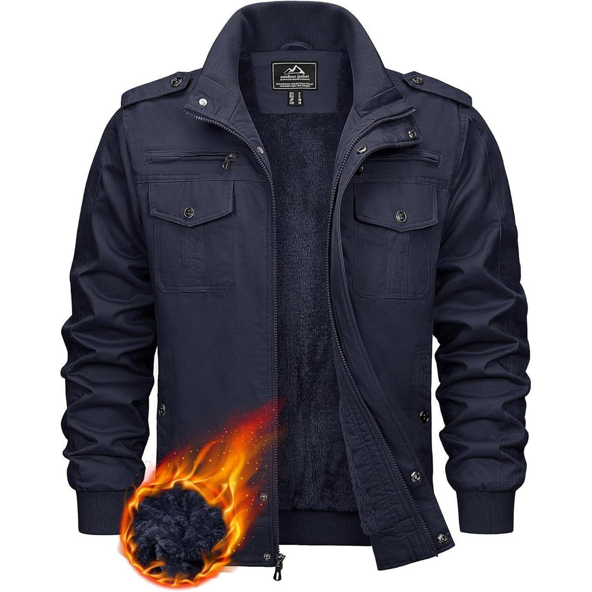 Herren Winterjacke Sherpa gefüttert Dunkelblau L